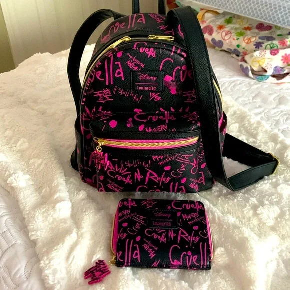 Loungefly Disney Cruella Deville, rebel mini backpack with matching wallet - Picture 1 of 7